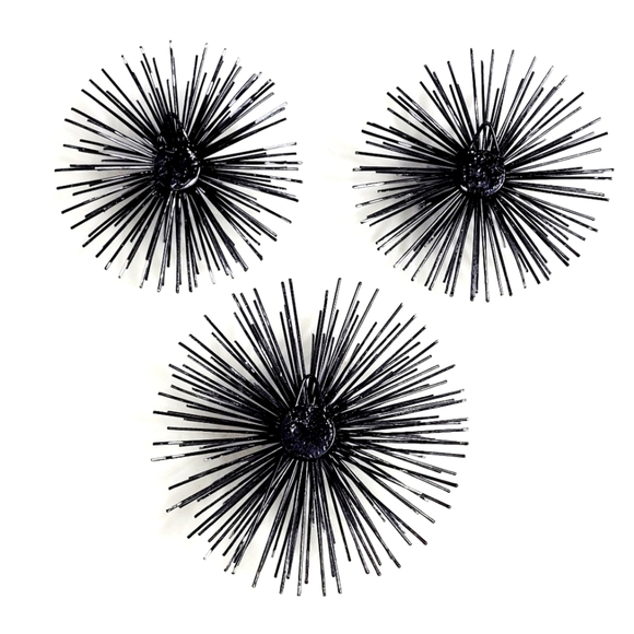 MCM Retro Antiqued Silver Starburst Metal Wall Sculpture Art (set of 3) - Picture 5 of 7